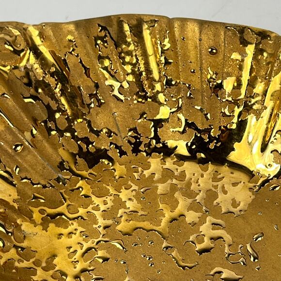 Gold Ceramic Trinket Dish Hand Painted 5" Classic Vintage Lux Style Home Decor - Picture 10 of 14